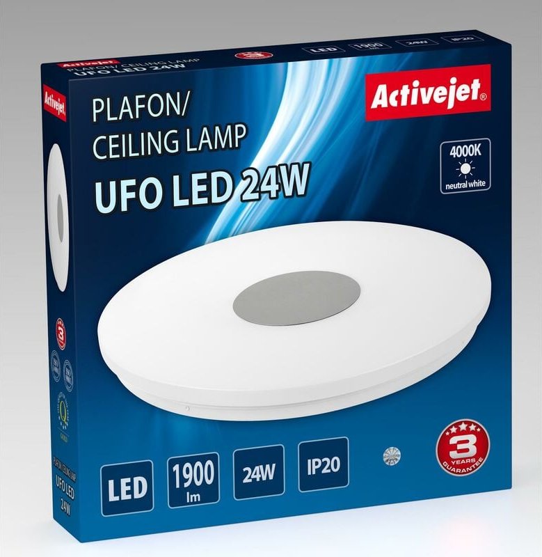 Aje-ufo 24w Silber, White led Deckenleuchte a++ - Activejet