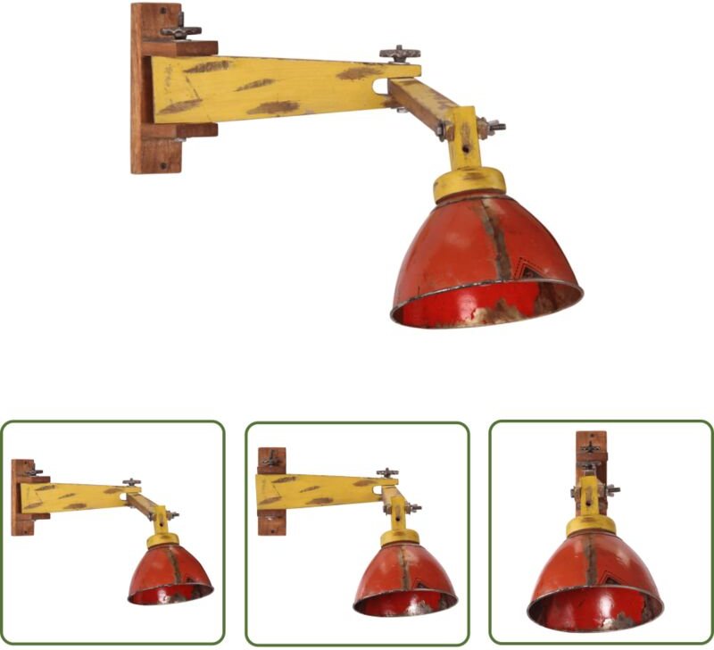 The Living Store Wandleuchte 25 W Mehrfarbig E27 - Industrielampen - Wandleuchten - Wohnraumbeleuchtung - Mangoholzlampe...