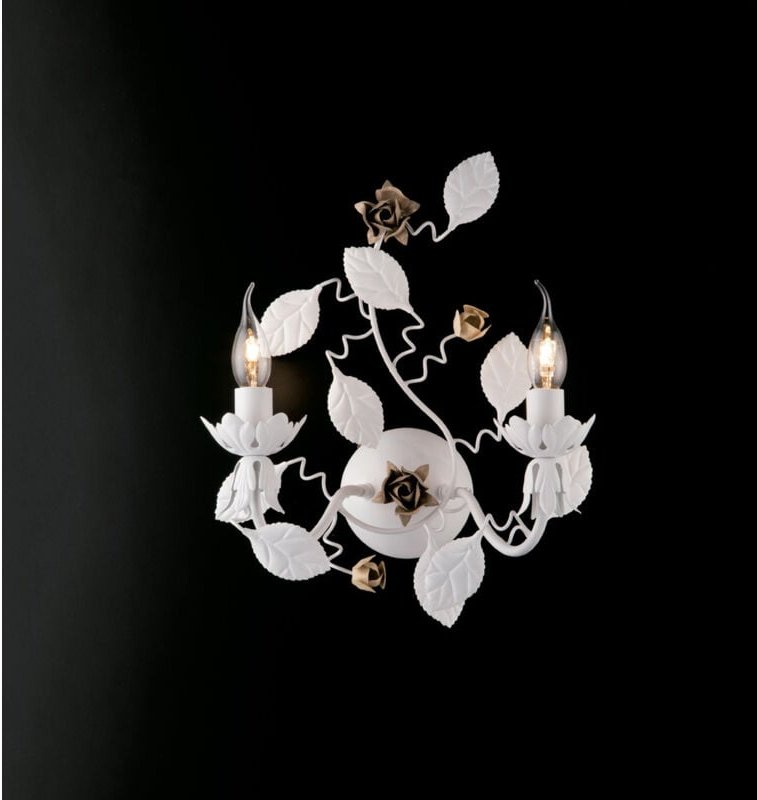 Bonetti Illumina - Bella - Shabby Wandleuchte aus weiß lackiertem Eisen, 2 Lichter .37 - P.21 - BL196-AP2-BCO