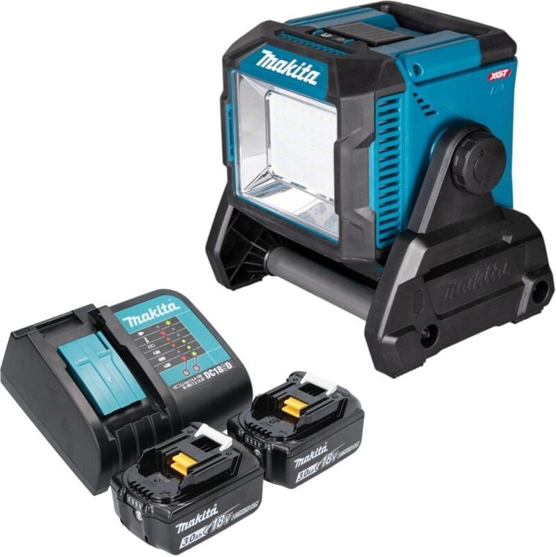 Makita ML 005 G SF Akku Baustellenleuchte 18 / 40 V max. 3.600 lm + 2x Akku 3,0 Ah + Ladegerät