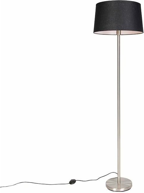 Moderne Stehlampe Stahl mit schwarzem Schirm 45 cm - Simplo