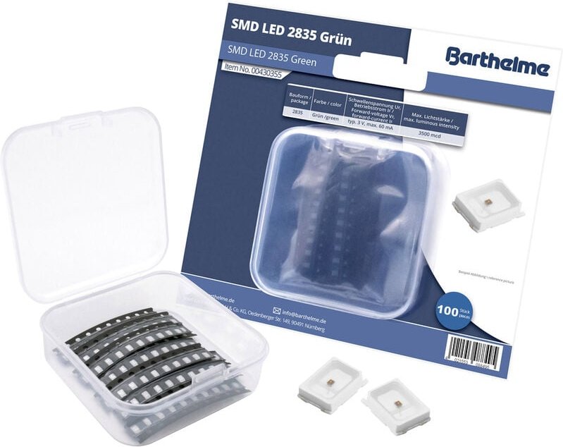 Barthelme - SMD-LED-Set 2835 Grün 1500 mcd 120 ° 60 mA 3 v 100 St. Bulk