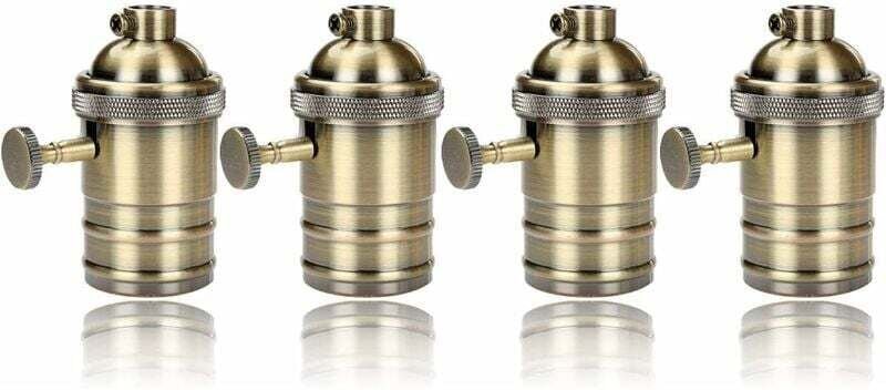 4-teiliger Edison Vintage E27 Lampenfassung-Adapter mit Schalter, Retro-Vintage-Kronleuchter, kabellos, Antikmessing