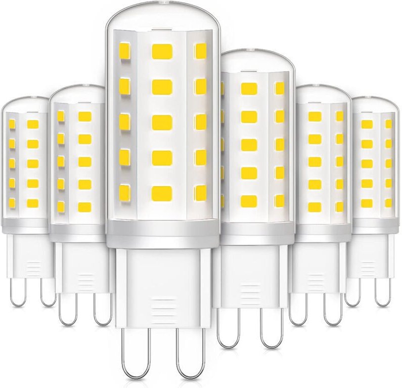 6er-Pack G9 3W LED-Lampen, entspricht einer 30W Halogenlampe, kaltweiß 6000K 380LM, für Schlafzimmer, Wohnzimmer, Küche,...