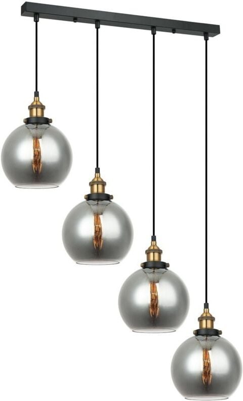 Italux Cardena - Industrie- und Retro-Anhänger schwarz, Gold 4 Light mit Smoky Shade, E27 Dimmbar