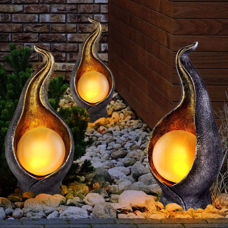 Solarleuchte Solarlampe Außenleuchte Gartenleuchte Außenlampe Eingangsbereich, IP44 Spritzwasserfest Flammenoptik silber...