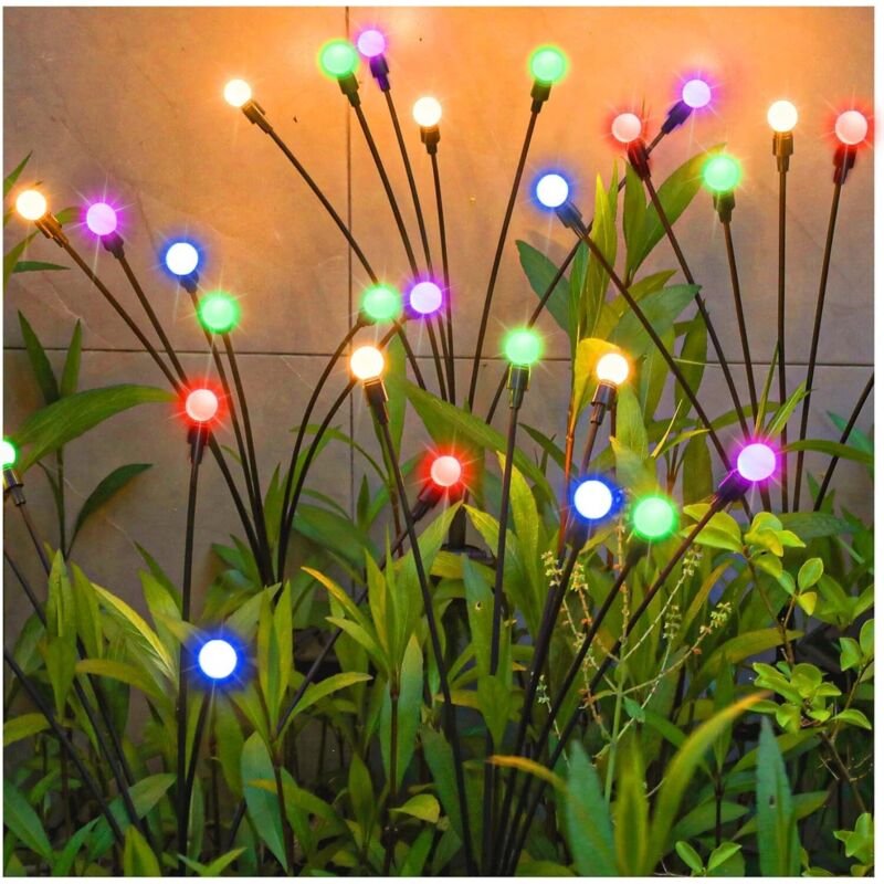 Solarleuchten Außen, 4 Stück 10 led Glühwürmchen Lichter für Garten, Balkon, Gartendeko, Wasserdicht IP65 (rgb)