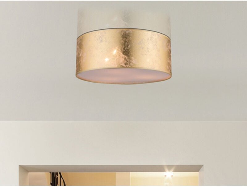 Globo - Deckenleuchte amy mit Stoff Lampenschirm goldfarbig, ø 40cm
