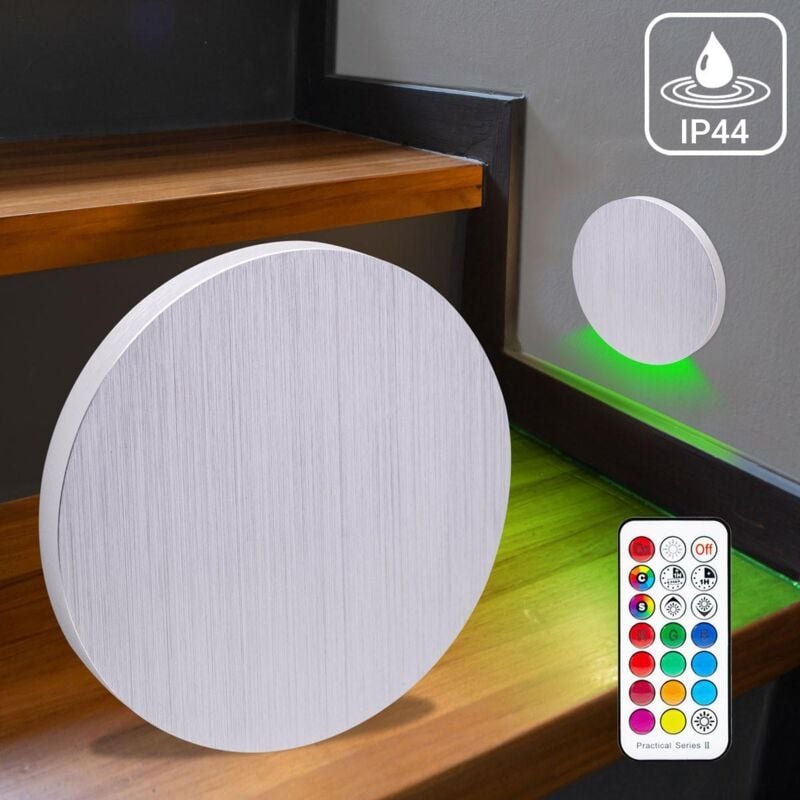 LED Treppenleuchte IP44 Alu-gebürstet - Lichtfarbe: RGB Warmweiß 3W - Lichtaustritt: Kato
