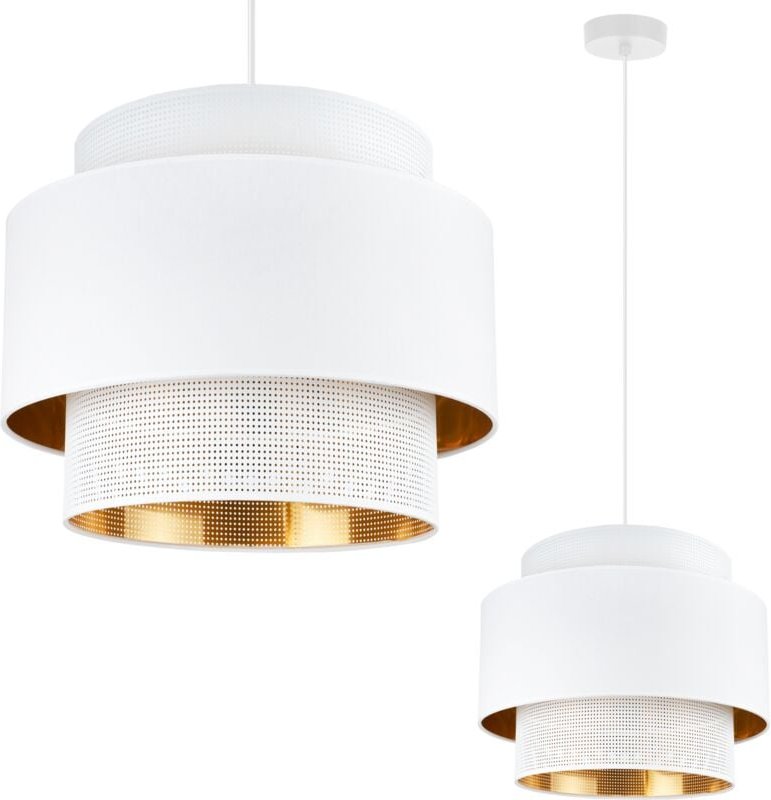 Asti Trio Hängelampe Weiss Gold 35cm Netzgewebe