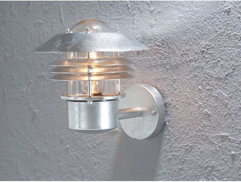 Moderne led Außen Wandlaterne stehend, Stahl Silber, Höhe 23cm