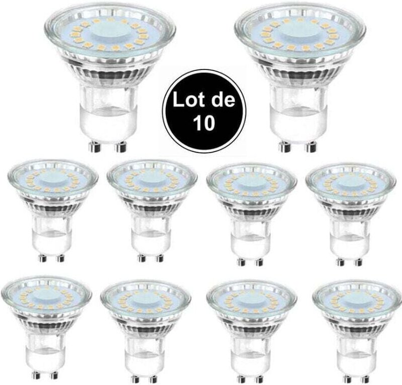 10 GU10 LED-Lampen, entsprechend einer 50-Watt-Halogenlampe, 4 Watt, 6500 Kelvin tageslichtweißes Licht, 120° Abstrahlwi...