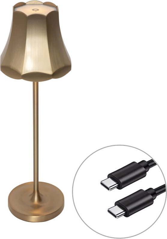 Retro Tischleuchte Gold wiederaufladbar IP44 - Granny