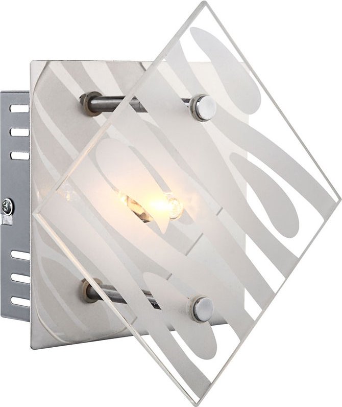 Wandleuchte Wohnzimmerlampe Glas Wandlampe Chrom Flurleuchte Wand, teilsatiniert, 1x G9, LxBxT 17x17x7,8 cm