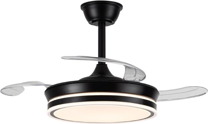 Evo Mini Schwarz 46W 5520Lm CCT Dim Smart Einziehbarer LED-Ventilator