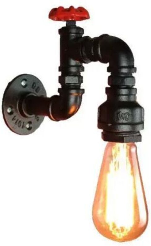 Industrielle Loft Wandleuchte Rohr Wasserrohr Retro Schwarz Eisen Lüster Lampe Leuchten für Wohnzimmer Schlafzimmer Rest...