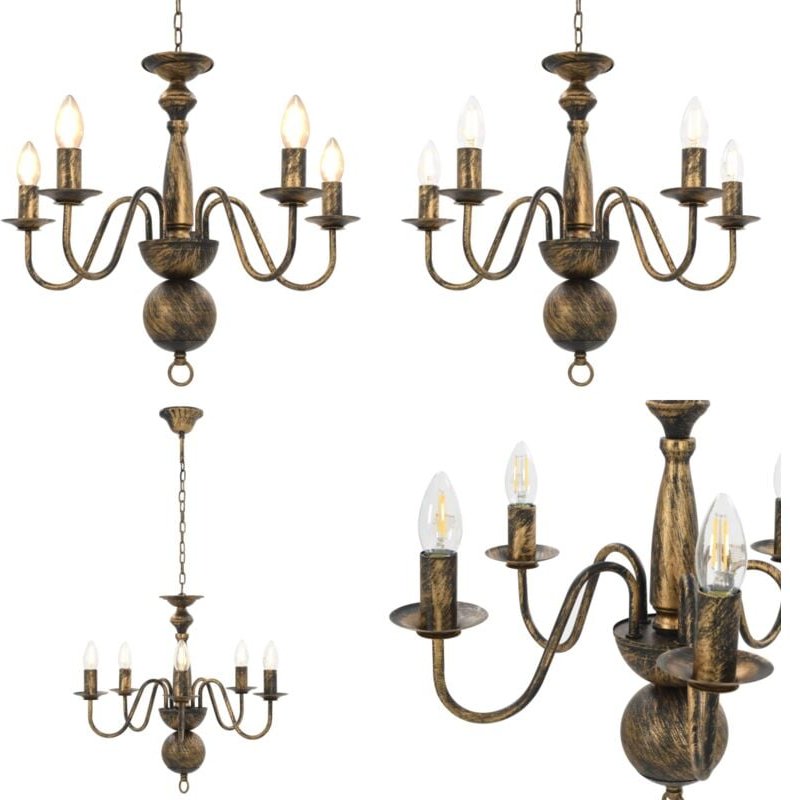 Vidaxl - Kronleuchter Antik Schwarz 5×E14-Glühbirnen - Kronleuchter - Deckenleuchte - Home & Living - Schwarz