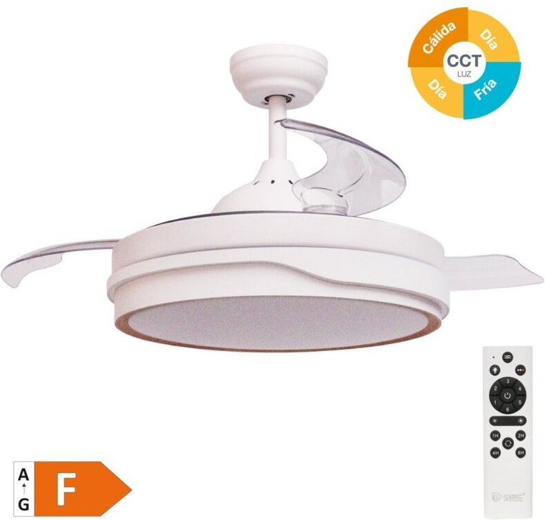 Deckenventilator "Lentini" mit dimmbarem LED-Licht und Fernbedienung (36W 3CCT 3547lm) in Weiß und Holzoptik