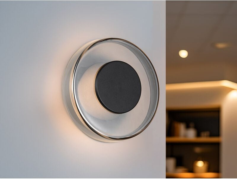 Trio - Dimmbare led Wandleuchte celeste Glasschirm Chrom, ø 22cm