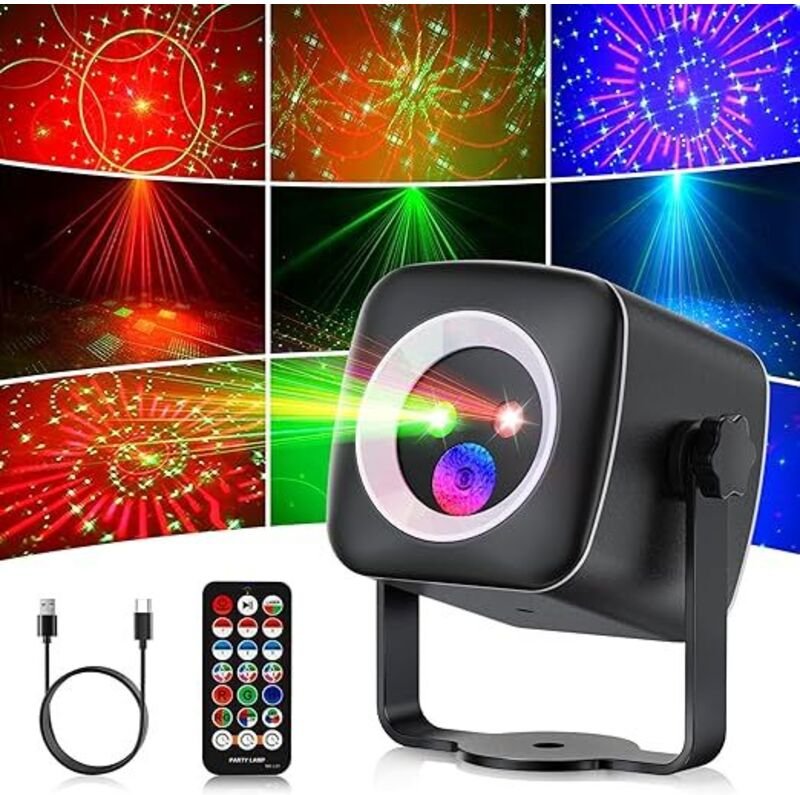 Discokugel, Musikgesteuert Discolicht Partylicht 60 Verschiedene Muster Strobe-Effekt Partylicht Mit Fernbedienung und 2...