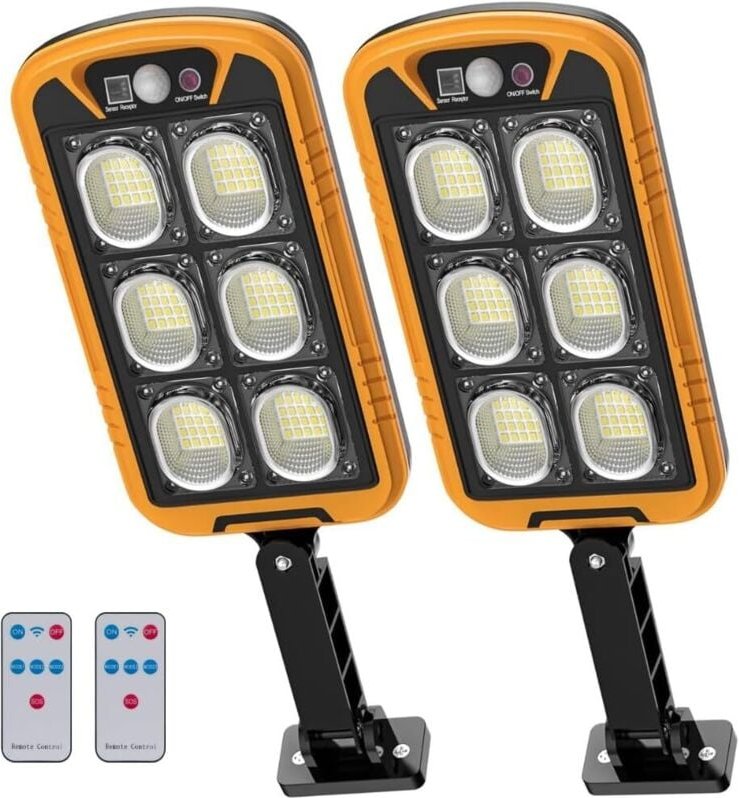 Solar-Außenlampe, moderner Stil, IP66, kabellos, Solar-Außenlampe mit Bewegungssensor, 150 w LED-Außenstrahler mit 3 Bel...