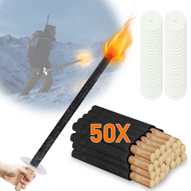 Wolketon WachsfackelBrennzeit 100 MinGarten FackelnHandschutzExtra Langem Griff50 Stück