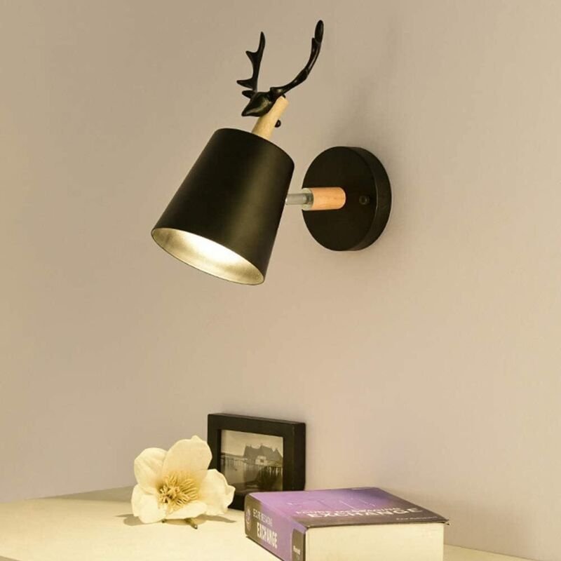 Kreative, moderne, schlichte Wandleuchte E27 Hirschkopf im nordischen Art-Deco-Stil für Kinderzimmer, Restaurant, Flur, ...