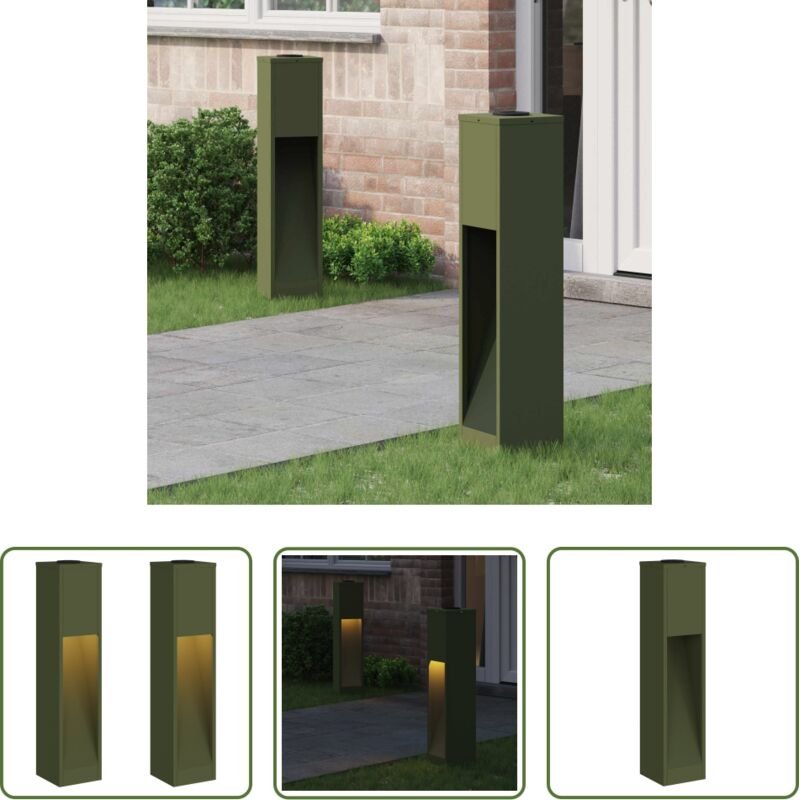 Außenbeleuchtung - Solar LED Wegeleuchte 2 pcs Olive Grün Kalt gewalzter Stahl