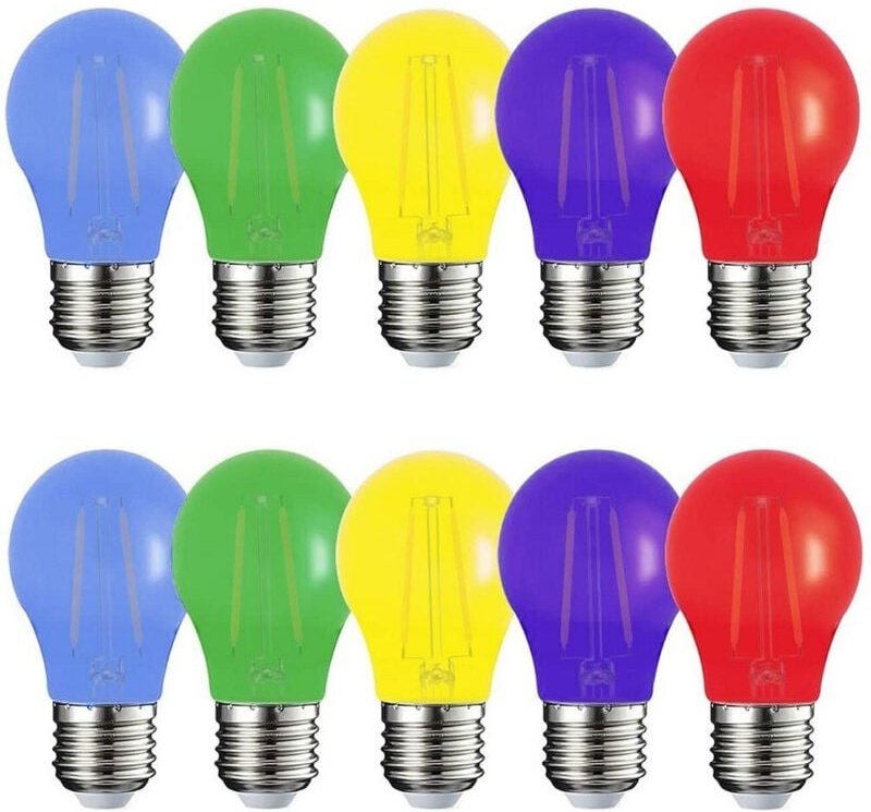 Trade Shop Traesio - Trade Shop - kit 10 pezzi lampadina led abs acrilico 220 lm light calda colorata filden E27 -