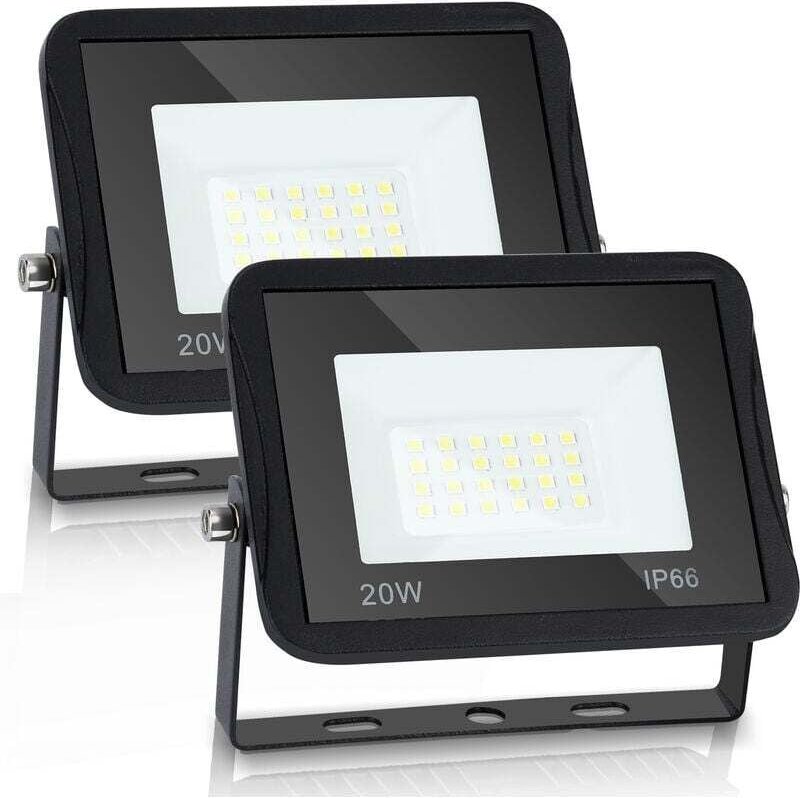 ALOVZE LED Flutlicht Außenstrahler Wasserdicht IP66 Außen Sicherheitsbeleuchtung für Garten Garage 2x20W Kaltweiß