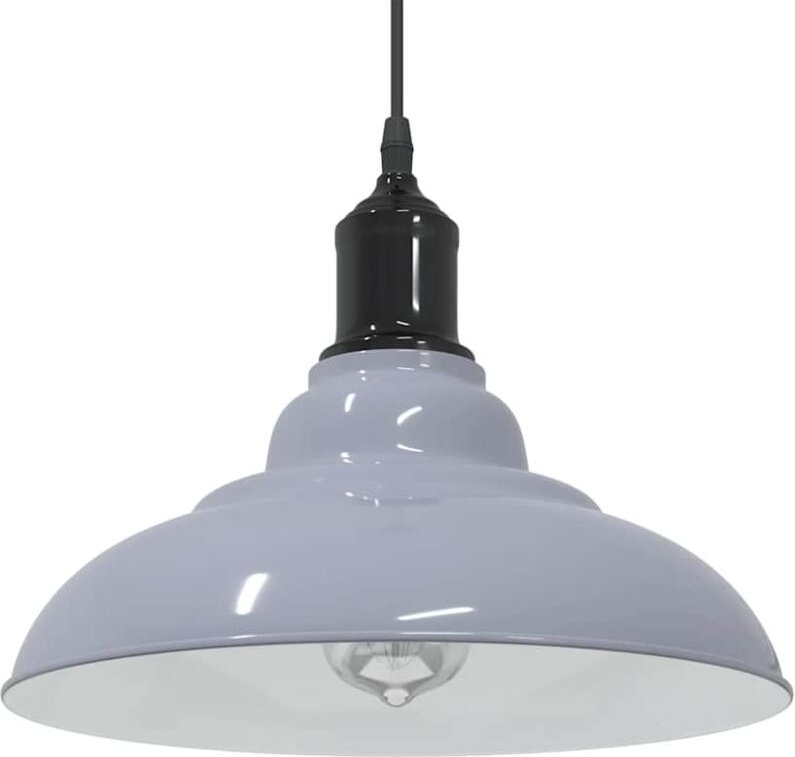 vidaXL Pendelleuchte Höhenverstellbar E27 Grau Glänzend Ø 31 cm Metall