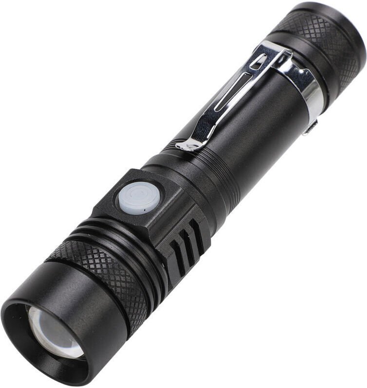 Tragbare LED-Taschenlampe mit USB-Ladefunktion, 3-stufiger Helligkeitsregelung, Zoom, kleine Taschenlampe zum Campen.