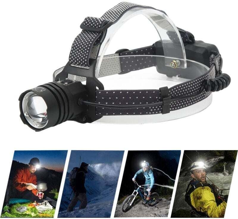 DUBUNS XHP50 LED-Stirnlampe, wiederaufladbare Teleskop-Zoom-Stirnlampe (Typ C) für Outdoor-Camping und Laufen