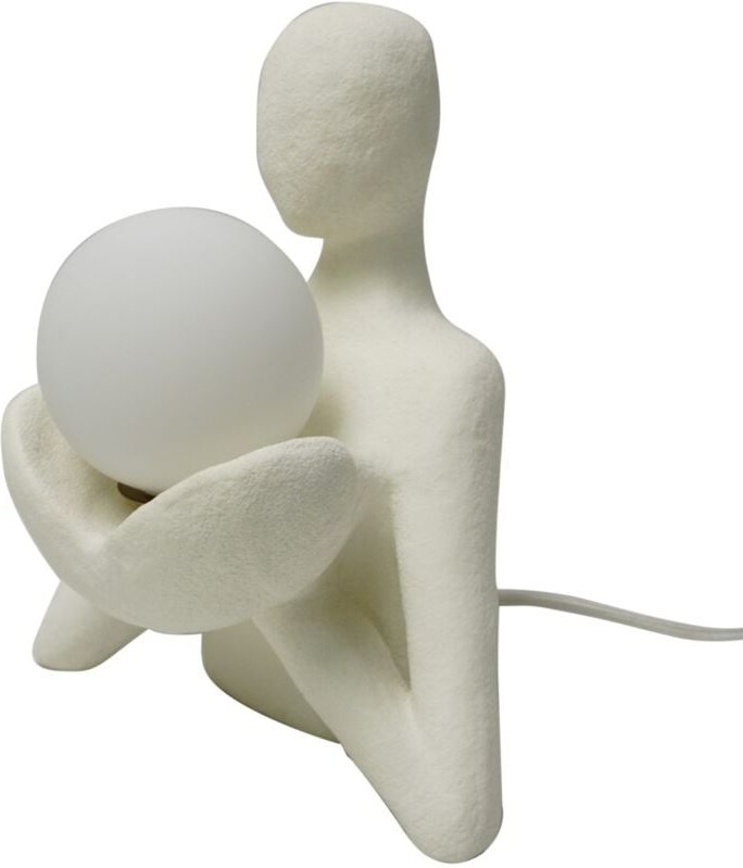 Weiße böhmische Tischlampe mit menschlicher Figur