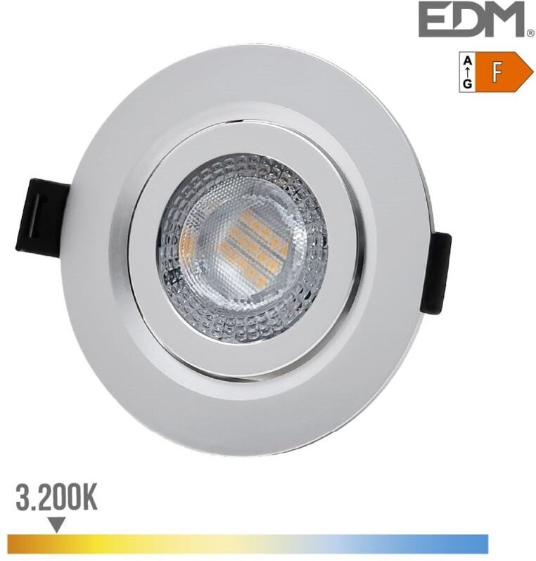 EDM - Downlight led einbau 9w 806lm 3200k rund chrom rahmen
