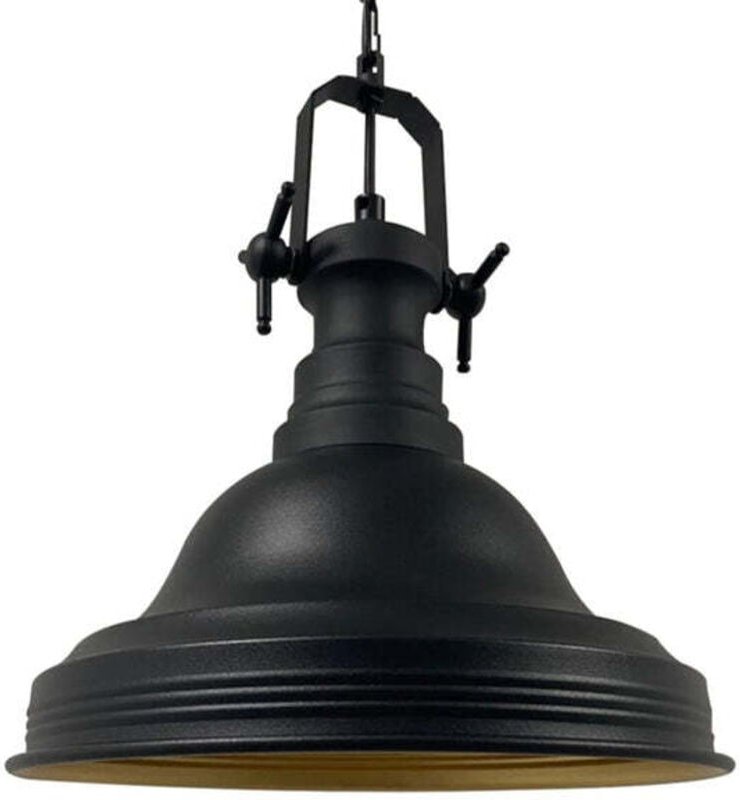 Suspension Industrielle Noire en Métal Peint à la Main – Luminaire Vintage E27 Ø30 cm pour Salon, Chambre ou Salle à Man...