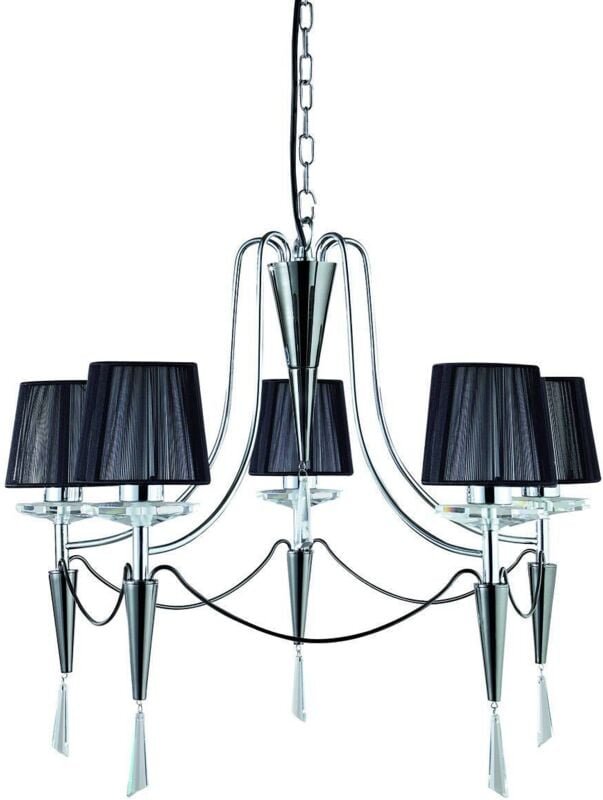 Duchess - 5 Light Multi Arm Deckenanhänger Chrom, Schwarz Chrom mit Schattierungen, G9 - Searchlight