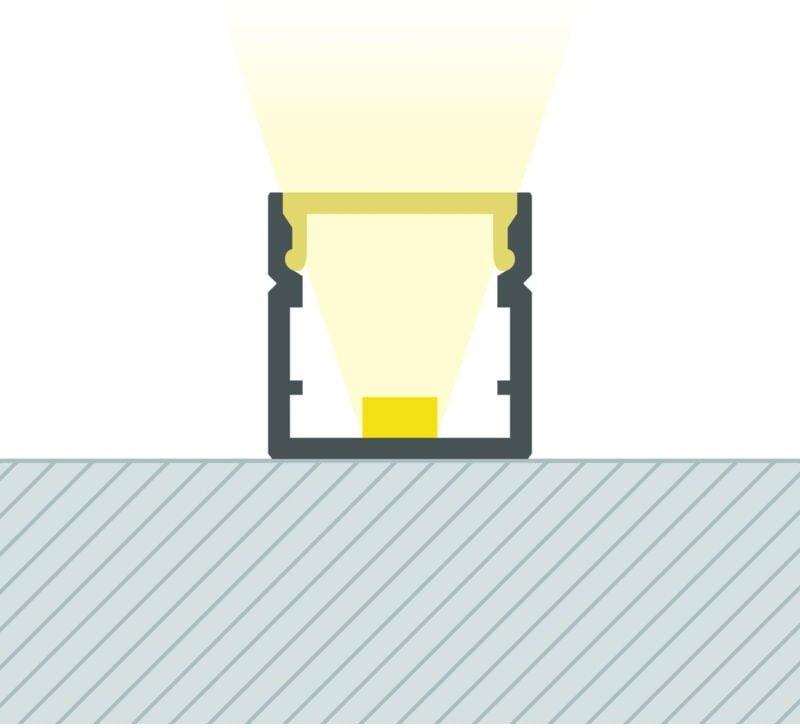 Thumbnail - Aluminiumprofil Oberfläche mit durchgehender Abdeckung für LED Streifen bis 8 mm Schwarz 10 m Transparente