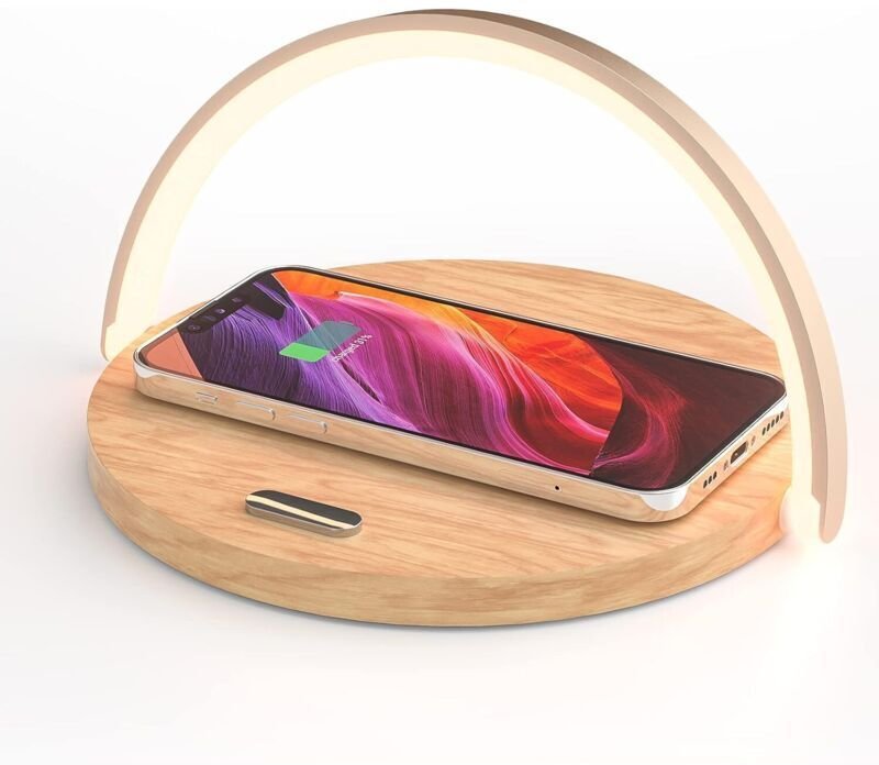 Kabellose Lade-Nachttischlampe, Touch-Tischlampe, LED-Nachtlicht mit induktiver Ladefunktion, dimmbares Touch-Nachtlicht...