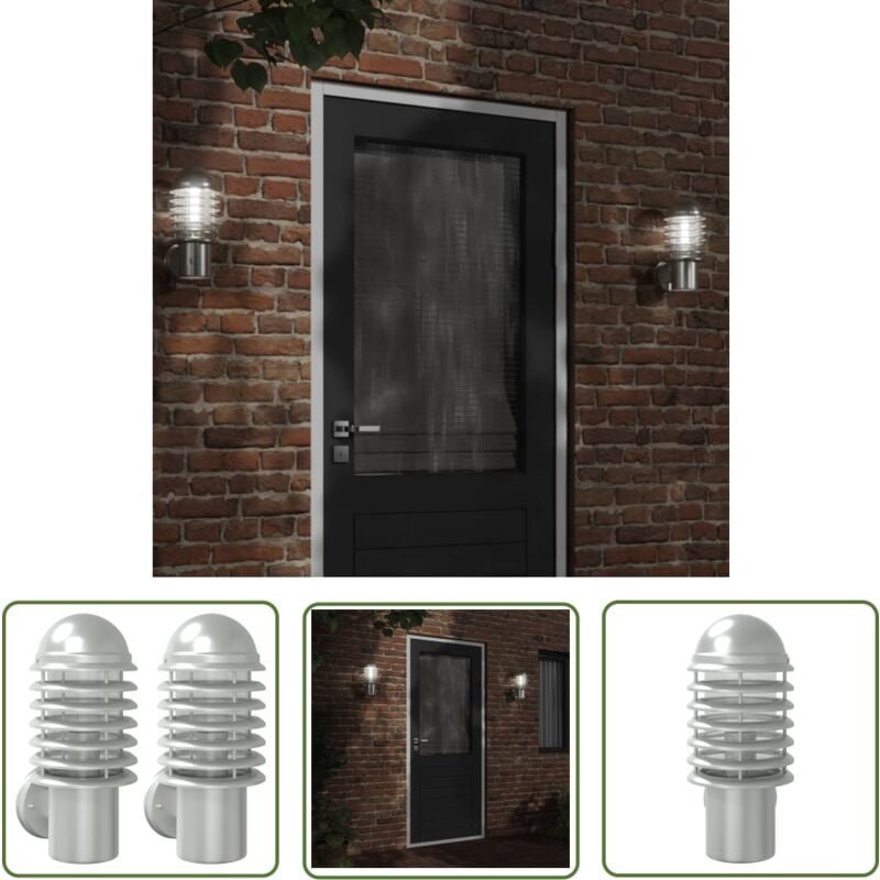 Thumbnail - The Living Store - Außenwandleuchten 2 Stk. Silbern Edelstahl - Gartenleuchte - Außenleuchte - Wandleuchte - LED-Leuchte...
