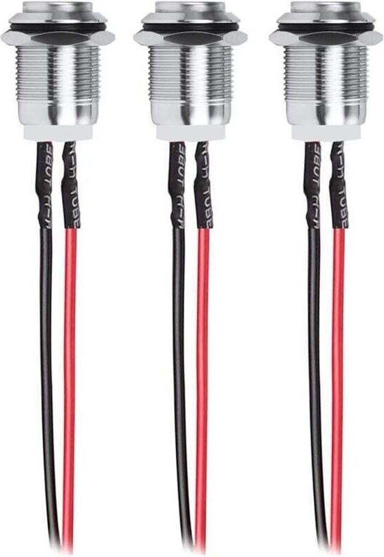 3 Stück selbstverriegelnde, wasserdichte Edelstahl-Drucktaster Ein/Aus 12 mm 2 A 12 V/24 V/125 V/250 V mit Kabel (hohe A...