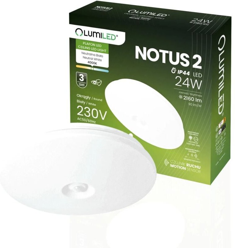 LED Deckenleuchte Aufbau 24W Rund IP44 38 cm Bewegungsmelder