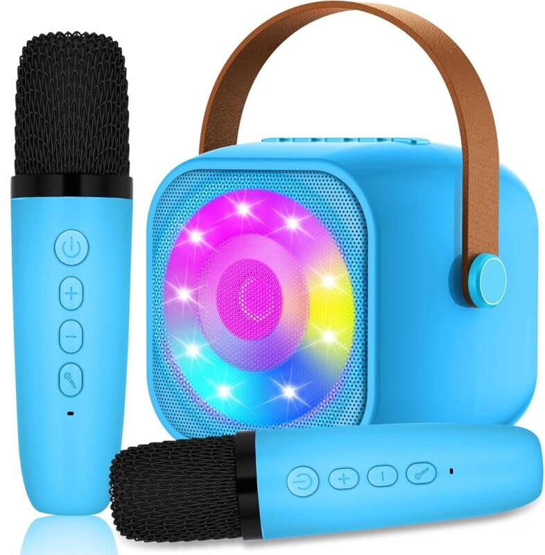 Micqutr Kinder-Karaokemaschine mit 2 Mikrofonen, kabellosem Karaoke-Mikrofon, Bluetooth-Lautsprecher mit Mikrofon, Karao...
