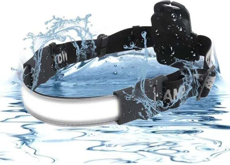 COB-Stirnlampe, superhelle, wasserdichte und leichte Taschenlampe mit weitem Winkel und breitem Strahl zum Laufen, Campi...