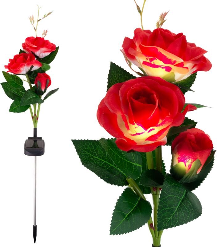 TG77662 Solar-Gartenlampe, LED, Rose, Solarleuchten, künstliche Blumen