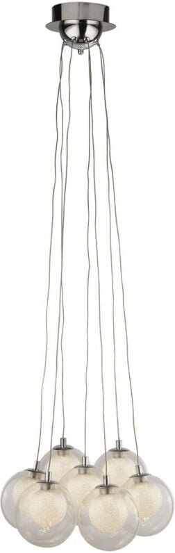 Cluster - 7 Light Led Ball Deckenanhänger - Chrom, Glas & Kristall Sandkugeln - Searchlight