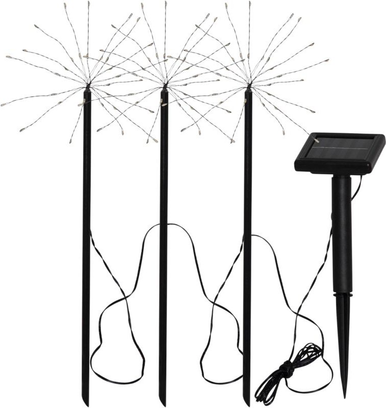 LED-Solarstäbe'Firework', 3 Stäbe, schwarz