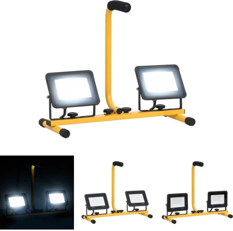 The Living Store LED-Fluter mit Handgriff 2x30 w Kaltweiß - Flutlichter & Spotleuchten - Schwarz