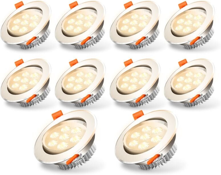 Jiubiaz LED Einbauleuchte 3W schwenkbar Deckenstrahler 85mm für Küche Bad Wohnzimmer Warmweiß 3200K 10 Stück