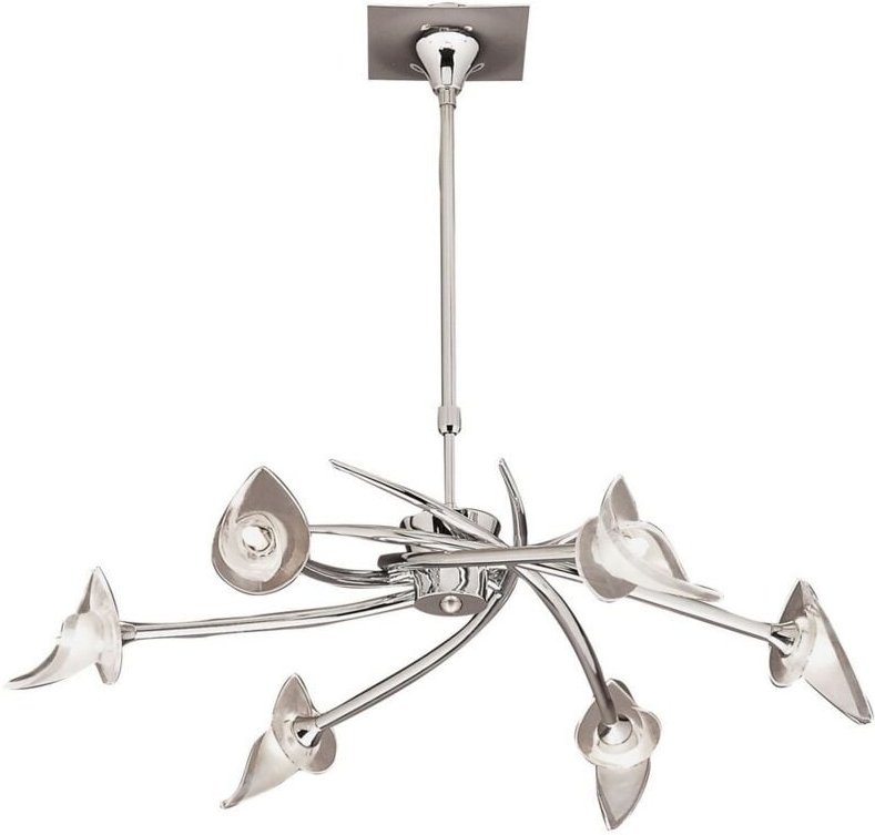 Inspired Mantra - Flavia - Teleskopdeckenanhänger Semi Flush Cabrio Round 6 Light G9, Chrom poliert